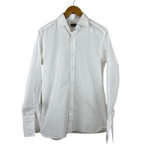 Tom Ford Men's Solid White Dress Shirt French Cuffs Size 41 / 16 US Slim Fit L